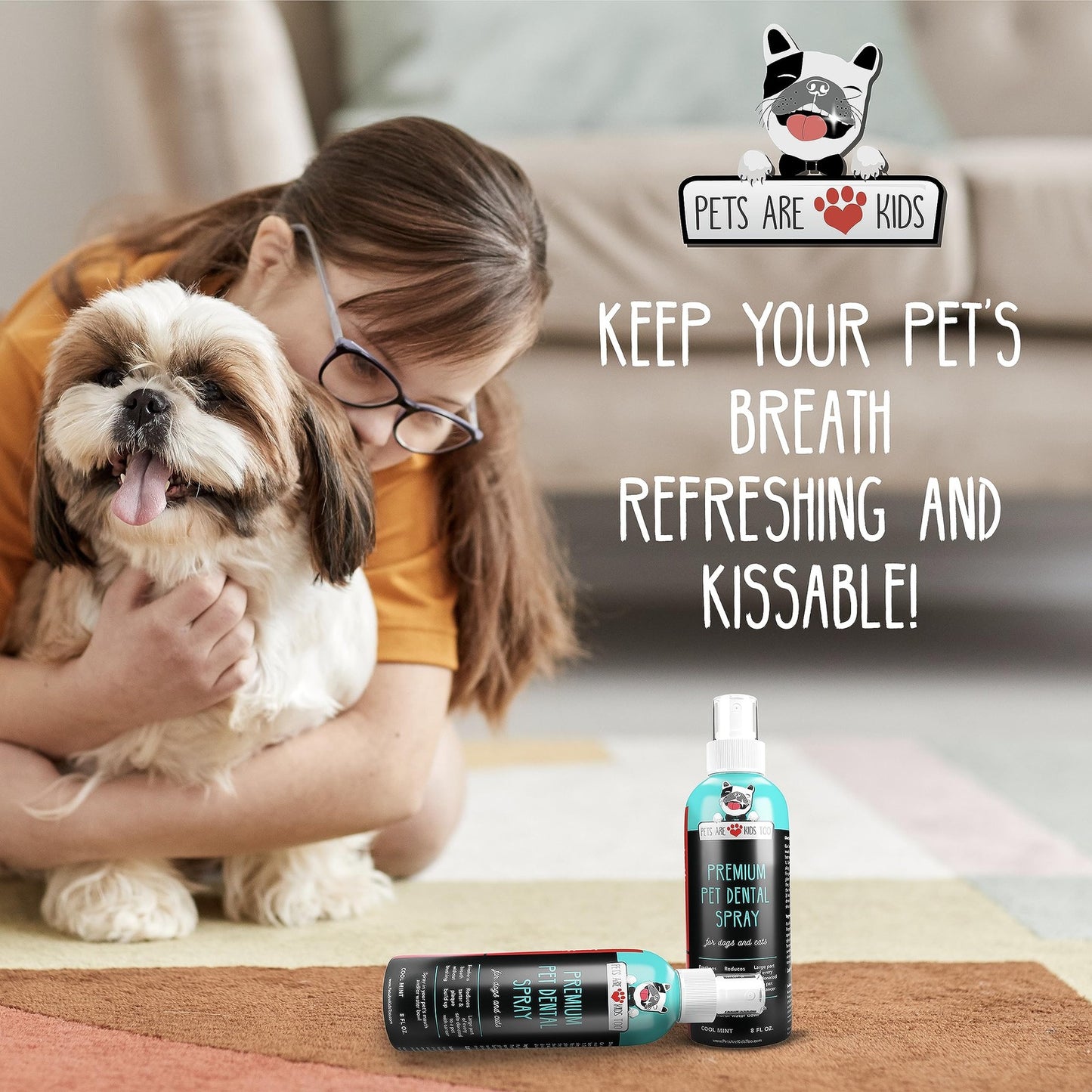 Pets Are Kids Dog Dental Spray - 8Oz Premium Dog Breath Spray & Dental