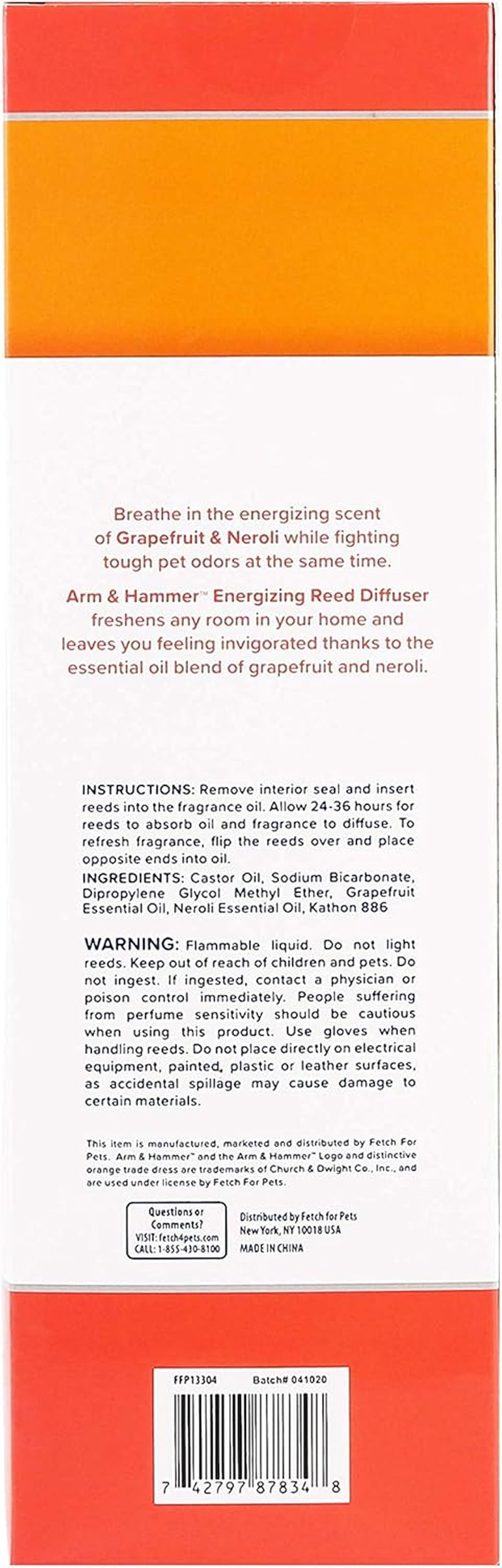 for Pets Energizing Reed Diffuser - 4 FL Oz Grapefruit Neroli for Effective Pet Odor Elimination