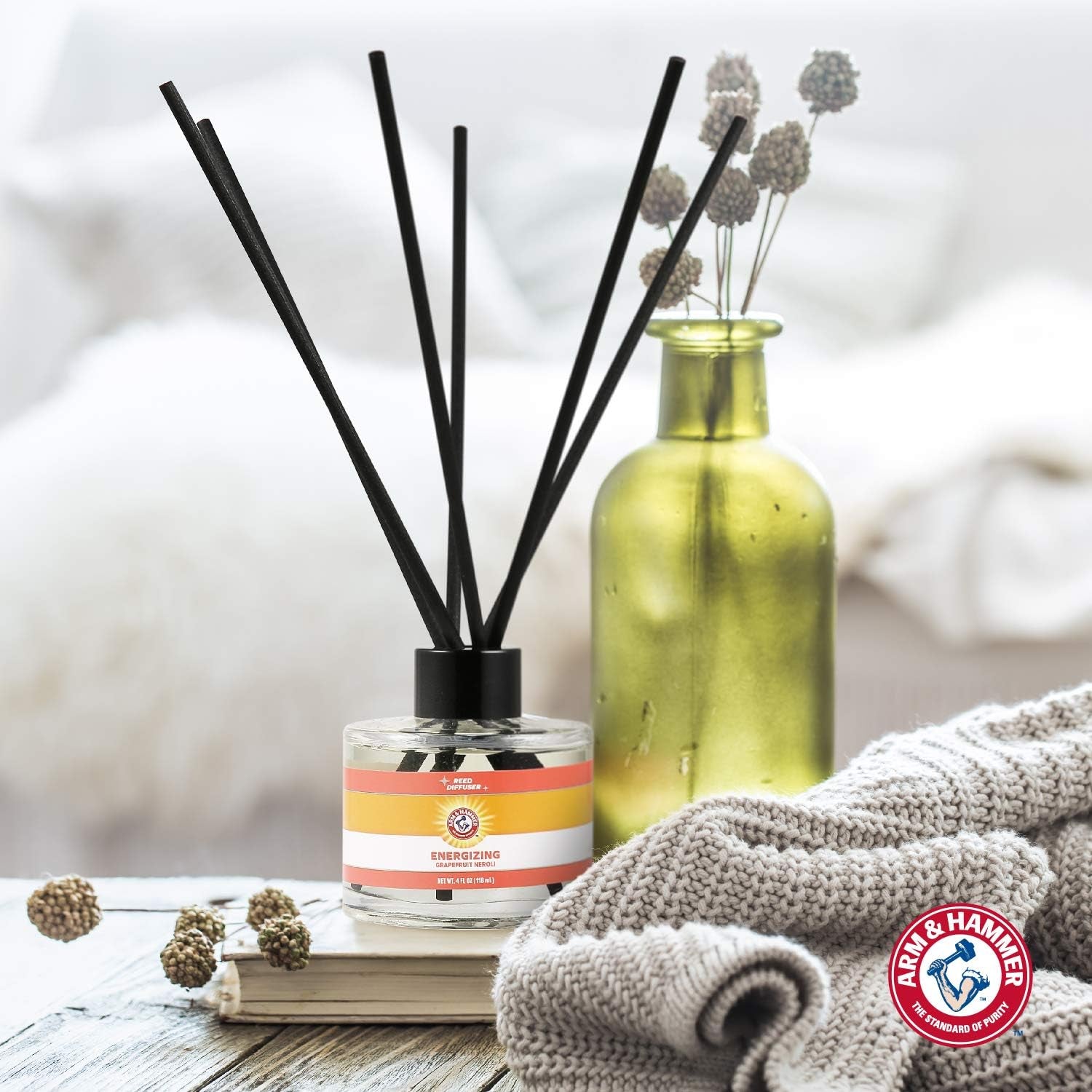 for Pets Energizing Reed Diffuser - 4 FL Oz Grapefruit Neroli for Effective Pet Odor Elimination